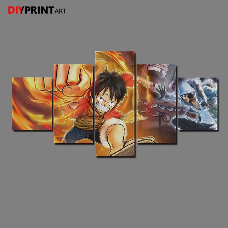 One Piece пиратские воины Aokiji Luffy 5 панель модульная Настенная картина холст