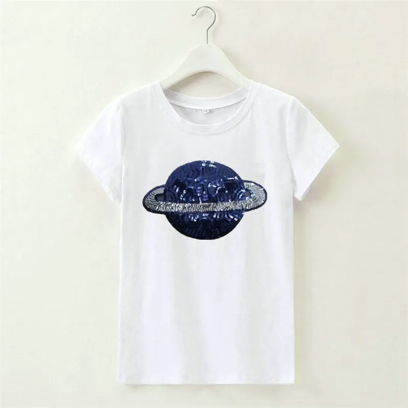 Jo Kalin Sequin T-shirts for Women 2019 New Fashion Summer Short Sleeve tshirt ladies fitness harajuku t shirt women top tees | Женская