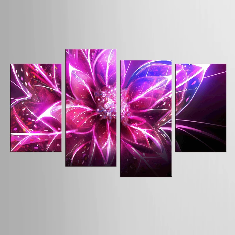 

Unframed 4 Piece Modern Abstract Flowers Canvas Print Paintings Wall Art Modular Painting On Decoration Modular Picture