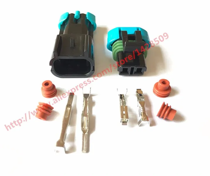 10 комплектов Delphi 2 pin way black male female waterproof разъем датчика температуры auto connector 15300027