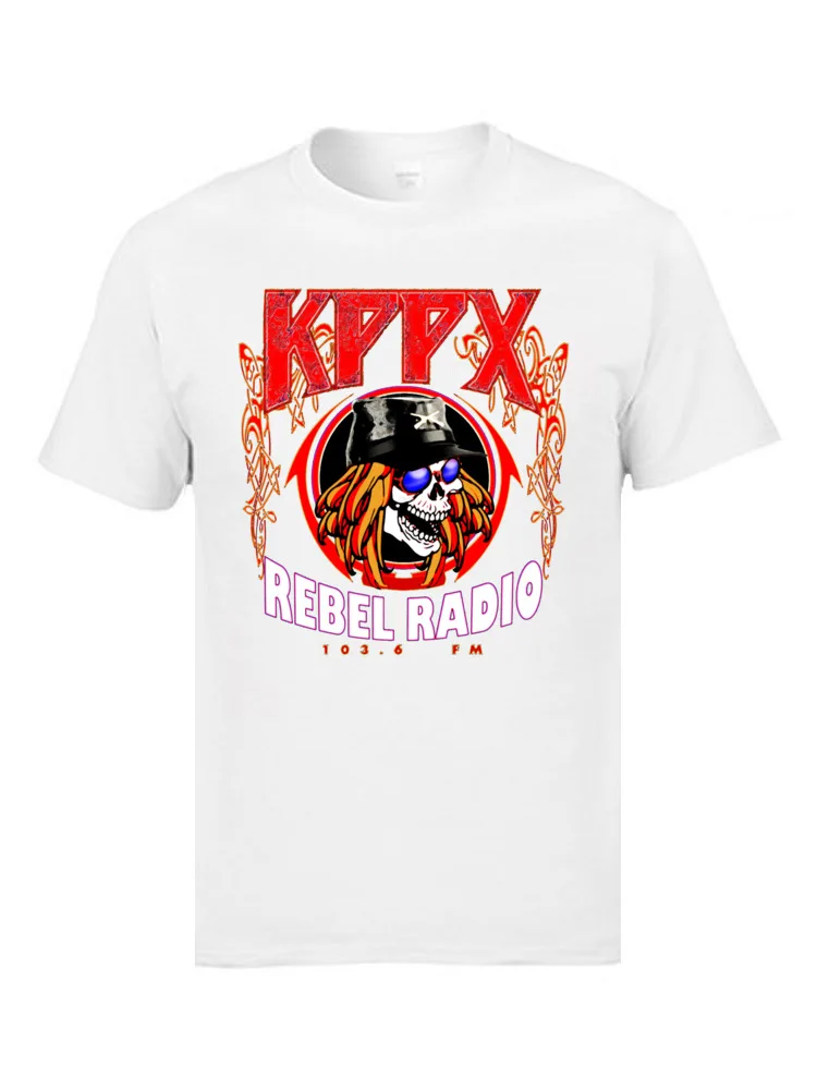 Футболка с принтом Heavy Metal Band Gun N Rose KPPX Rebel Radio Geek тенниска из 100% хлопка круглым