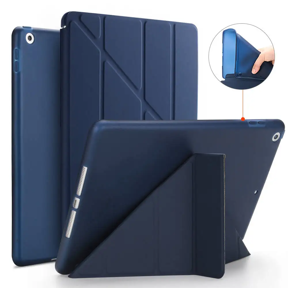 Чехол для iPad 9,7 Мягкий силиконовый чехол смарт-чехол подставка держатель для нового iPad 9,7 чехол A1822 A1954 A1893 - Цвет: dark blue-1