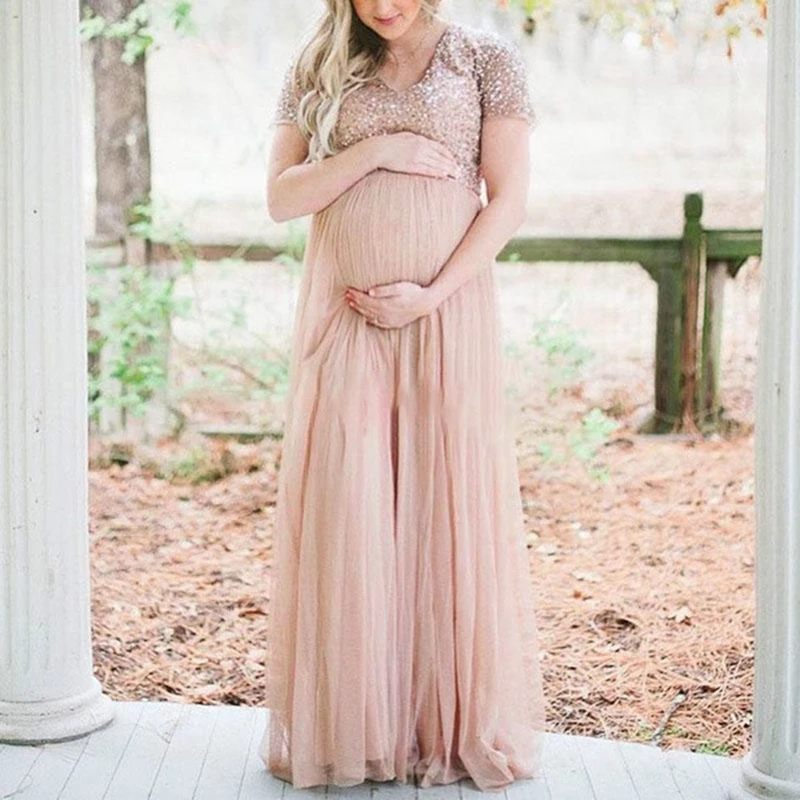 2019 летние вечерние коктейльные платья с блестками и сеткой для беременных