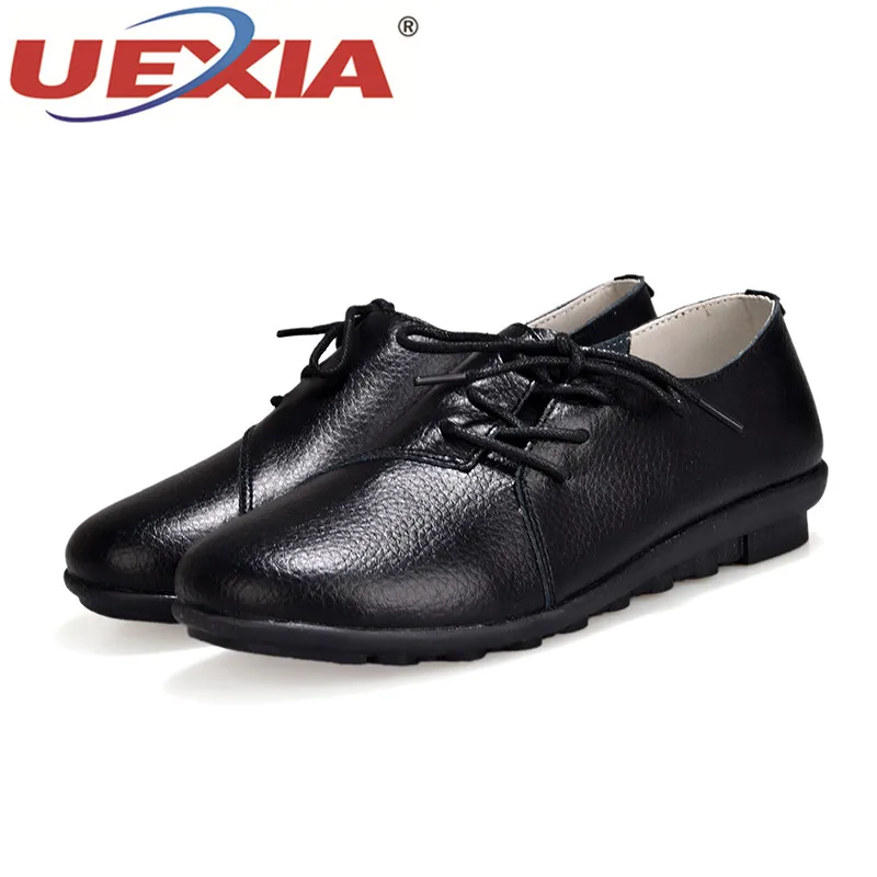 UEXIA womens shoes Woman Leather Flat Shoes Fashion Hand-sewn Loafers Female hole Women Flats Breathable | Обувь