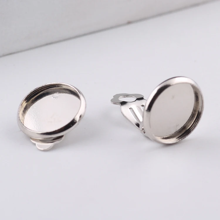 20 шт. основа для сережек кабошонов 12 мм|clip on earring findings|12mm cameoearring base |