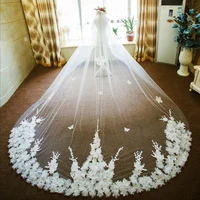 actual wedding veils in stock cheap bridal veils two layers welon hand made flowers long cathedral wedding veil
