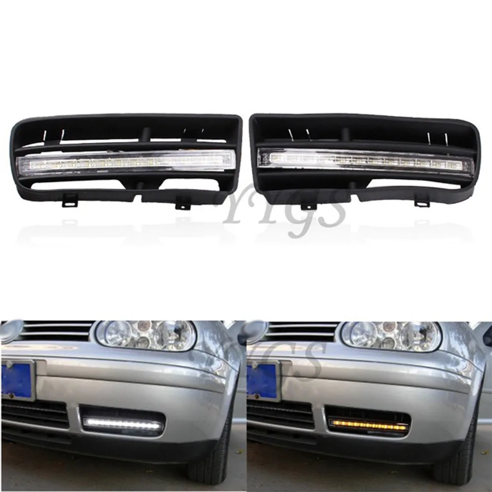 Автомобильные светодиодные дневные ходовые огни с решеткой 1 пара для VW Golf MK4