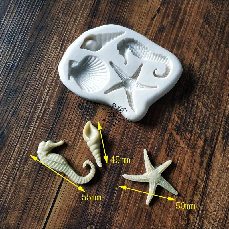Starfish Conch Shell Hippocampus Chocolate Fondant Mould Silicone Cake Decorating DIY Baking Accessories | Дом и сад