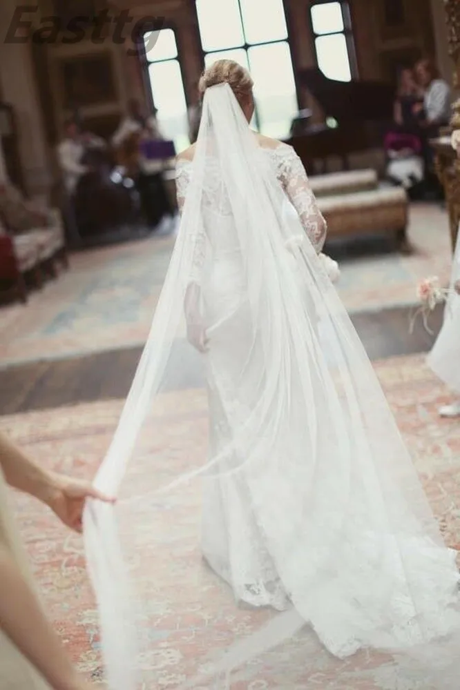 Двухслойная элегантная свадебная фата белого цвета и слоновой кости вечерние