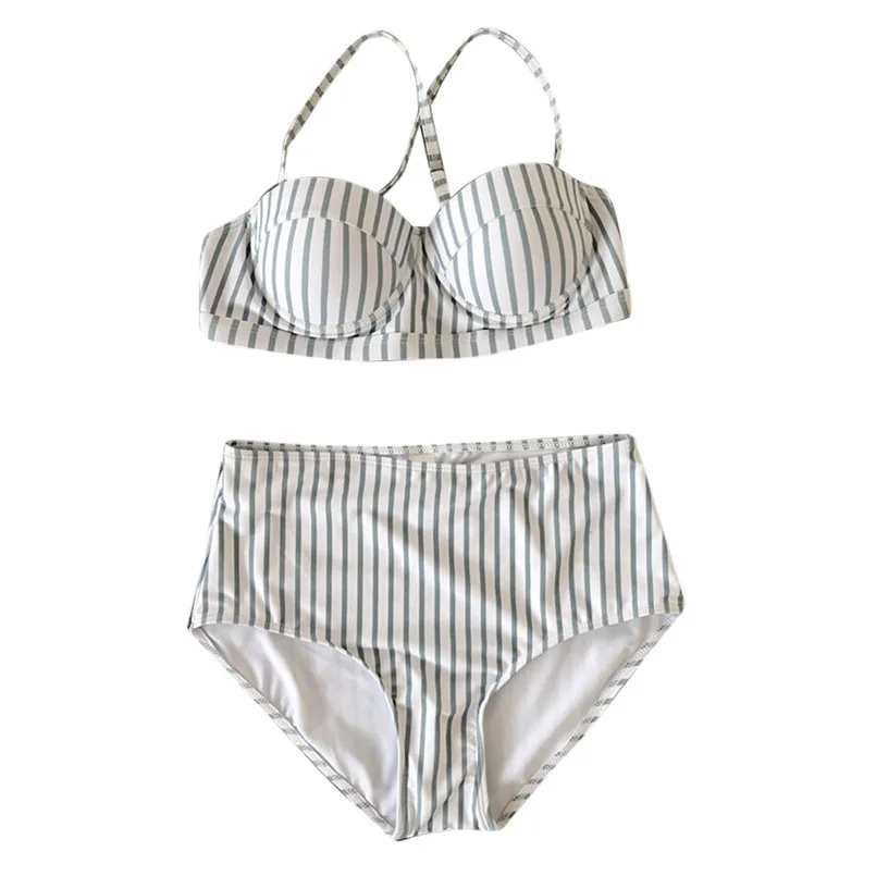 Женский полосатый костюм с разрезом сексуальный бюстгальтер открытыми плечами и