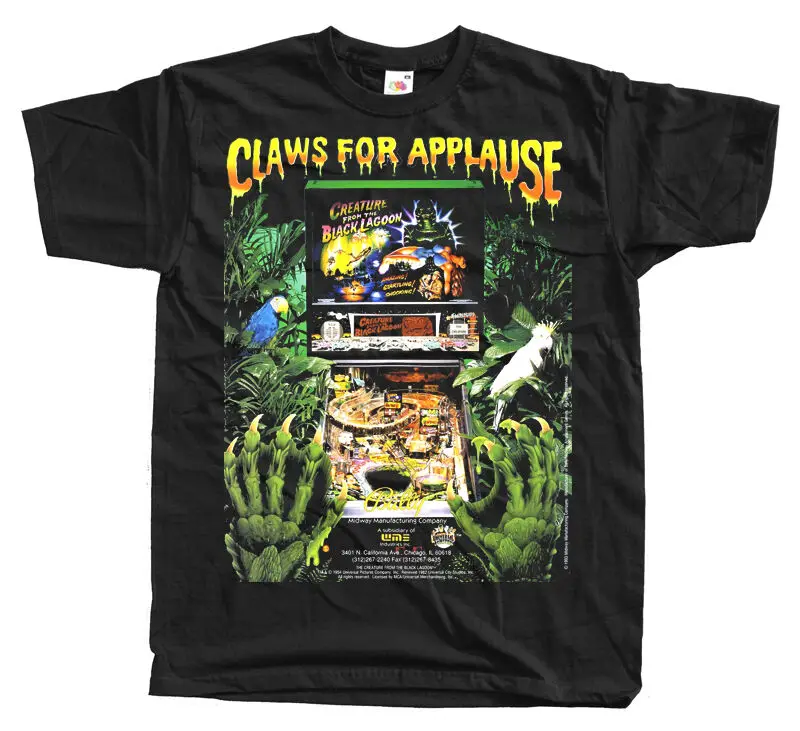 Создание из Черной лагуны PIN BALL игра футболка черный все размеры Cheap дешевые