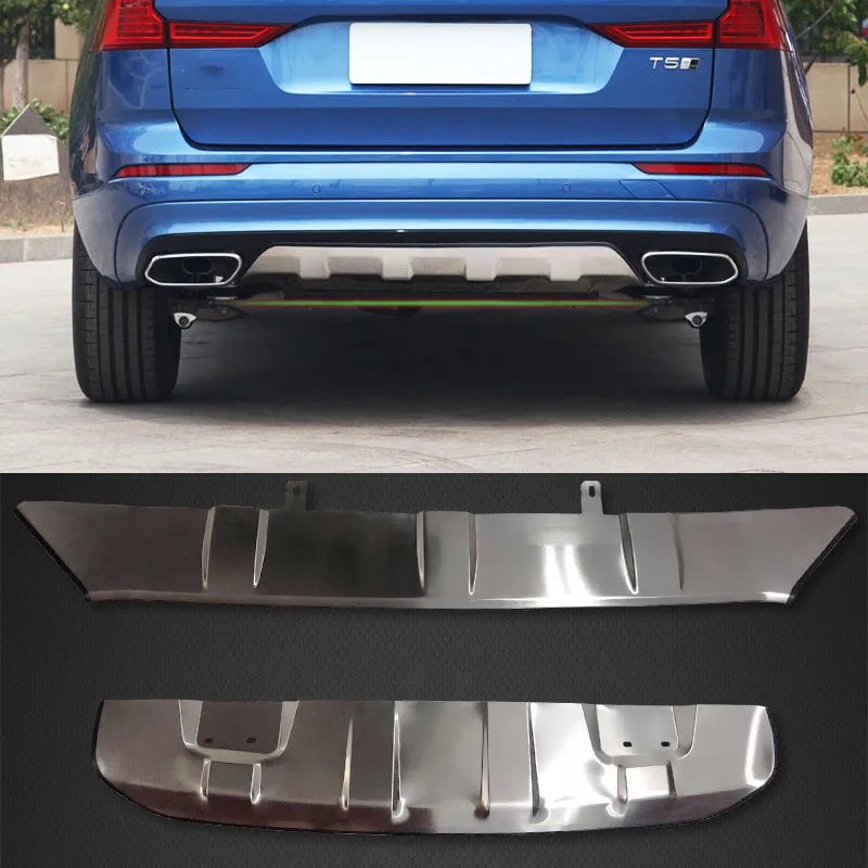 Автомобильный Стайлинг подходит для Volvo XC60 21018-19 нержавеющий стальной Передний+ задний бампер Нескользящая защитная пластина отделка(не подходит для спортивного стиля