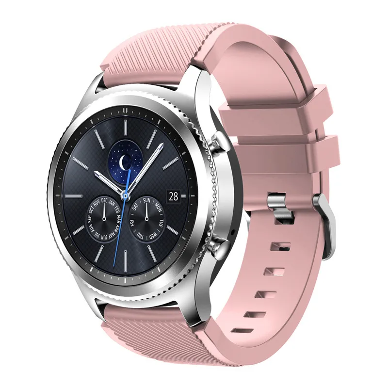 Soft powder Для samsung galaxy watch 46 мм 42 мм активный 2 ремешка силиконовый ремень gear S3 frontier huawei watch gt 2 ремешок 22 мм 20 мм ремешок для часов - Цвет ремешка: Soft powder