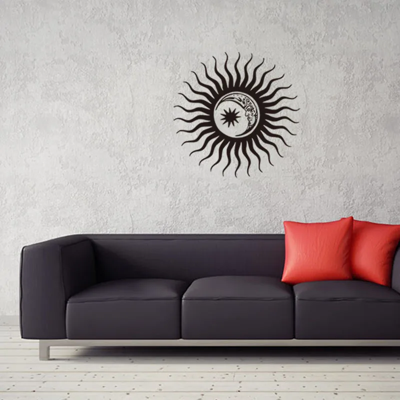 European style creative bar Moon star sun sticker New design black wall home decoration | Дом и сад