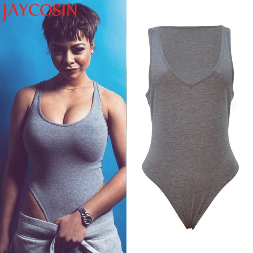 2017 мода 1 шт женский без рукавов сиамский однотонный сексуальный тонкий