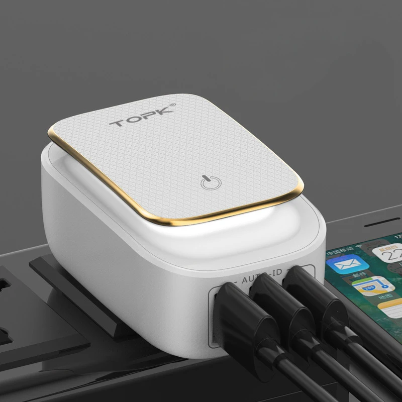 Сетевое зарядное устройство TOPK 3U 5 В/3 4 А 18 Вт EU 2 в 1 USB для iPhone X Samsung S9 Xiaomi mi 8