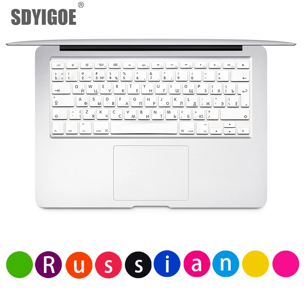 Русская клавиатура для apple macbook pro, чехол для клавиатуры air 1" 15pro A1466A1502A1398A1278EU-Enter, силиконовая клавиатура, защитная пленка