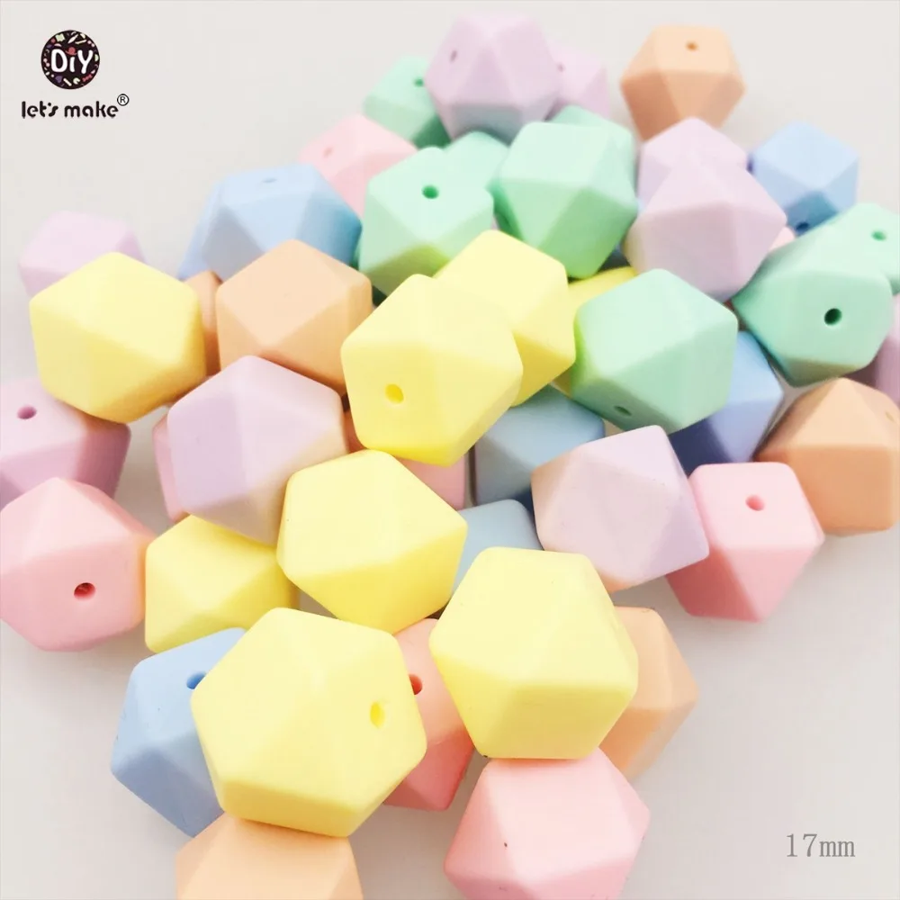 

Let's make Silicone Beads Nursing Jewelry 50pc 17mm Kid Chew Beads DIY Necklace Sensory Candy Color Octagonal Beads Baby Teether