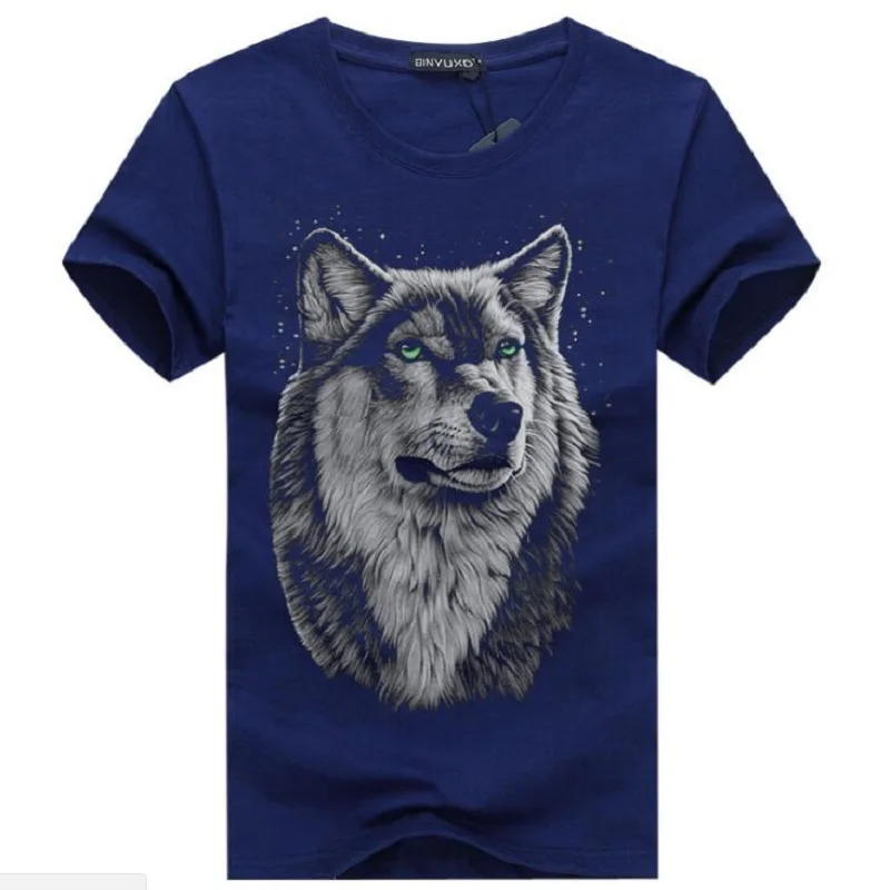

Summer O-neck Cotton Comfortable T-shirt Men Casual Short Sleeve Printing Tees Tops S-5XL Wolves