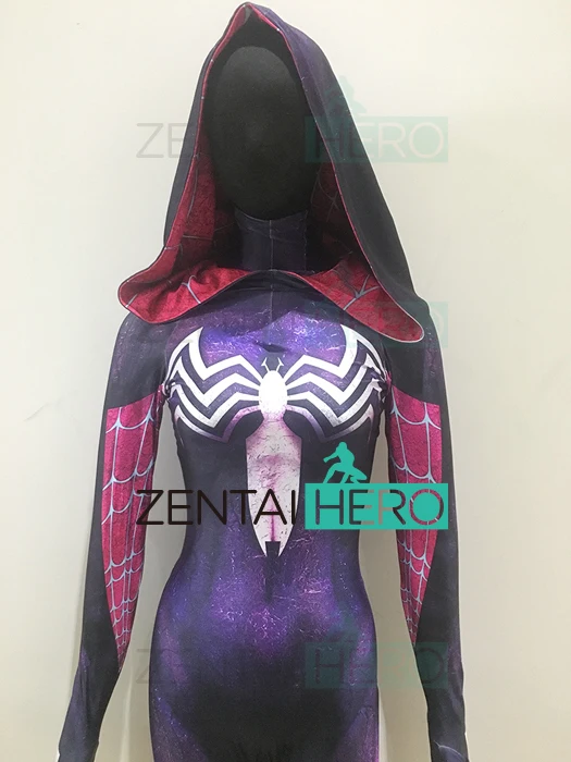 3D Печатный женский Spidergirl Гвен Стэйси Косплей Костюм с капюшоном Зентаи Яном