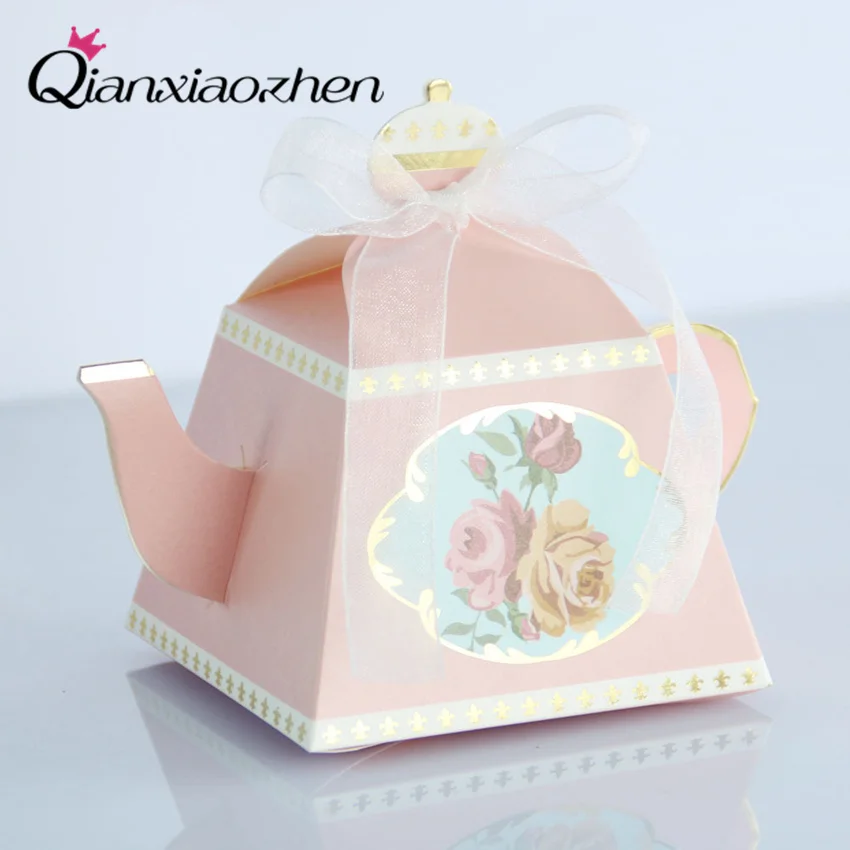 

Qianxiaozhen 50pcs Teapot Design Wedding Favor Boxes Candy Box Casamento Wedding Favors And Gifts Event & Tea Party Supplies