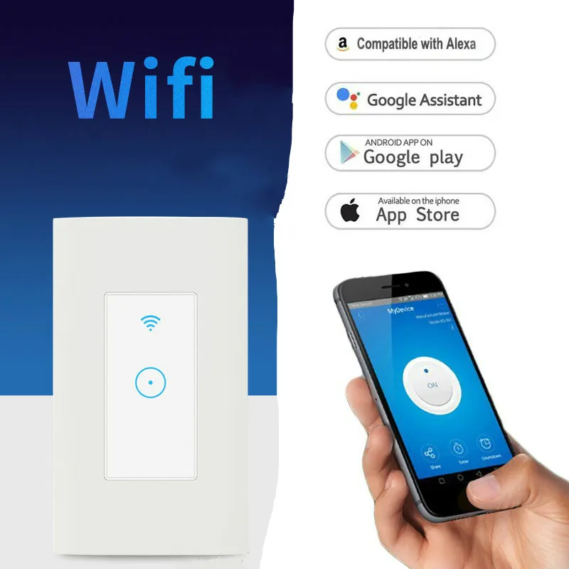 US умная розетка для дома WIFI настенный выключатель работает с Alexa Google Home IFTTT