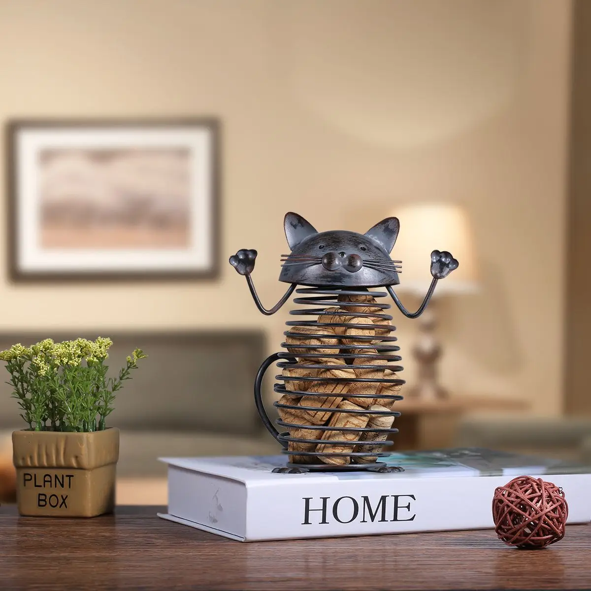 Tooarts пружинный Кот пробковый контейнер железная скульптура бутылочка для кошек