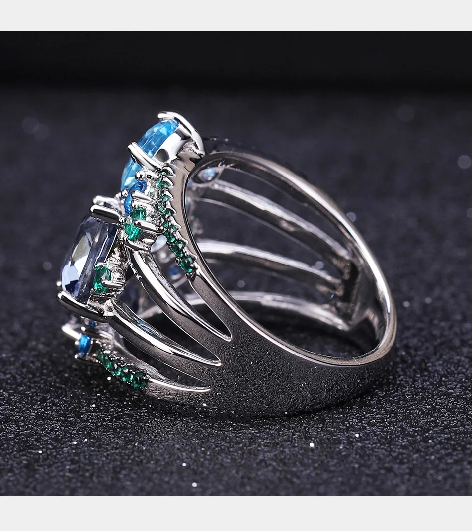 GEM'S балетные 925 пробы серебряные геометрические массивные кольца натуральный Мистический Кварц топаз драгоценный камень кольцо для женщин Свадебные украшения
