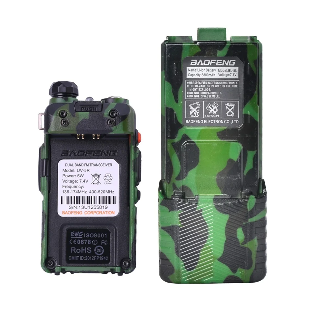 Baofeng камуфляж UV-5R трансивер 3800 мАч батарея Встроенный VOX Walkie Talkie с наушниками