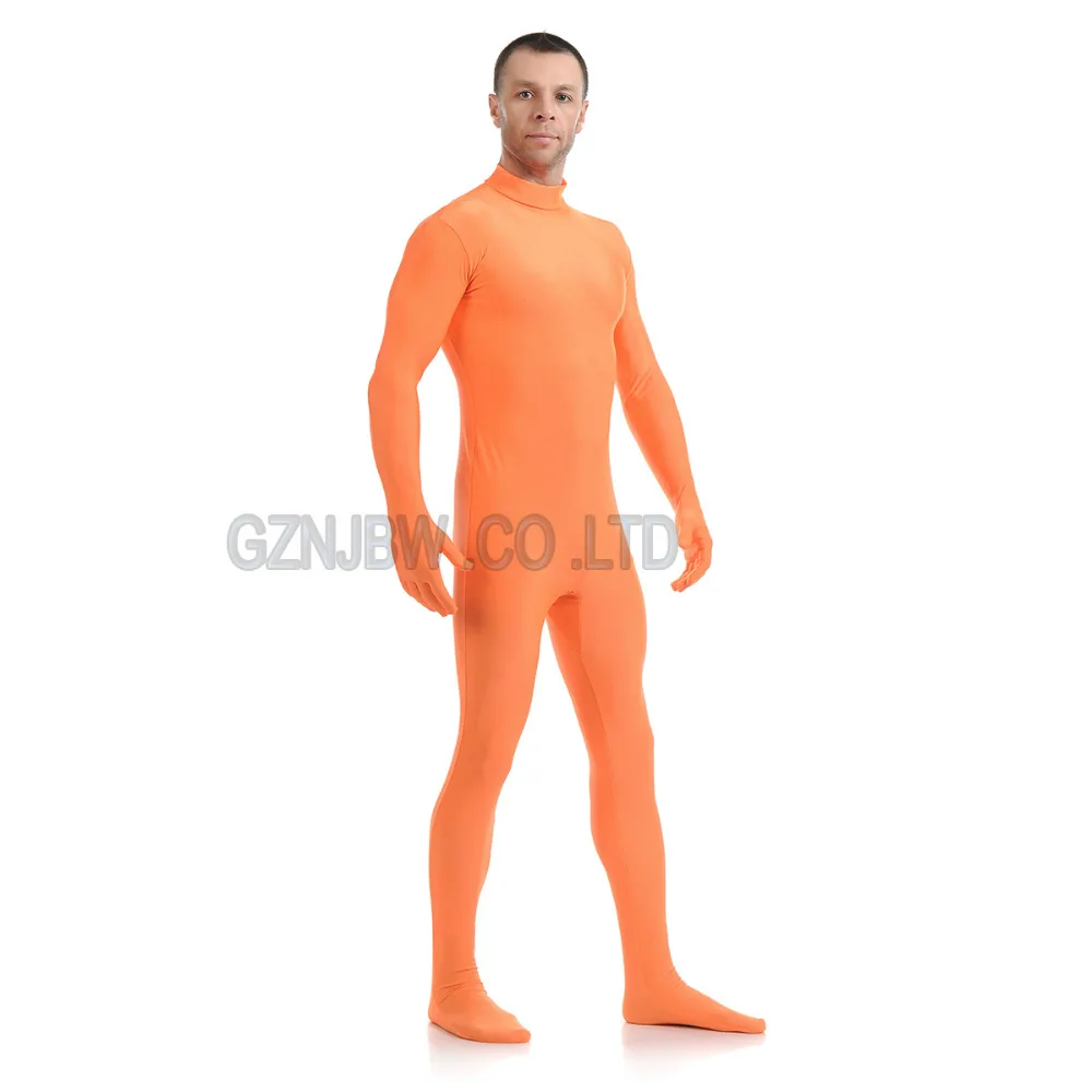Мужской костюм для косплея зентай из спандекса без головы оранжевого цвета Хэллоуина гимнастический