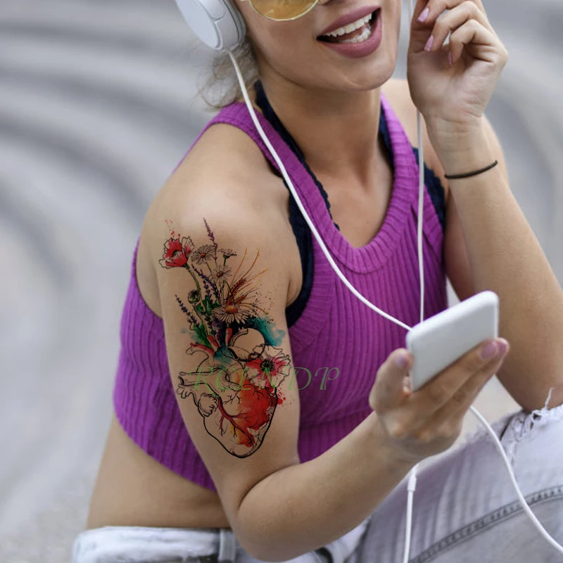 

Waterproof Temporary Tattoo Sticker flower rose heart fake tatto flash tatoo tatouage temporaire large size for women men girl