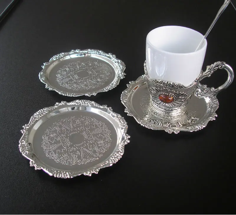 10 см редкий цинковый сплав металл круглый кофе/Чай подставка для чашки десертная