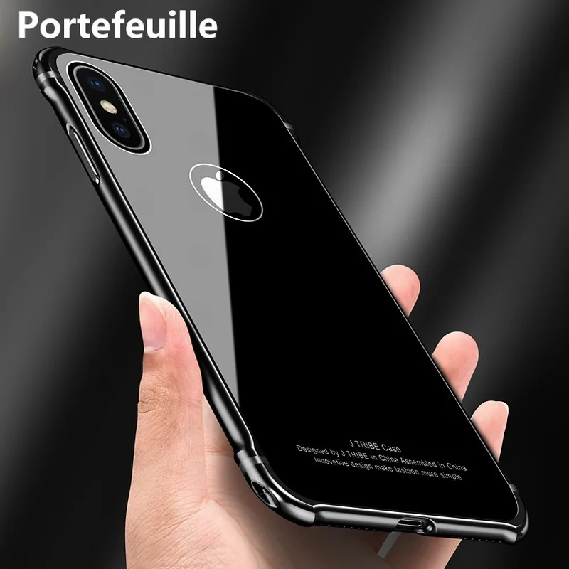 Portefeuille для IPhone X Case роскошный алюминиевый бампер 2 в 1 металлический каркас с