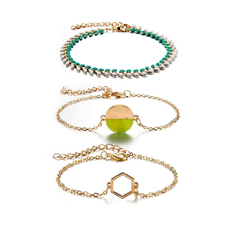 3 шт./компл. Модный золотой цвет богемные геометрические полые браслеты наборы