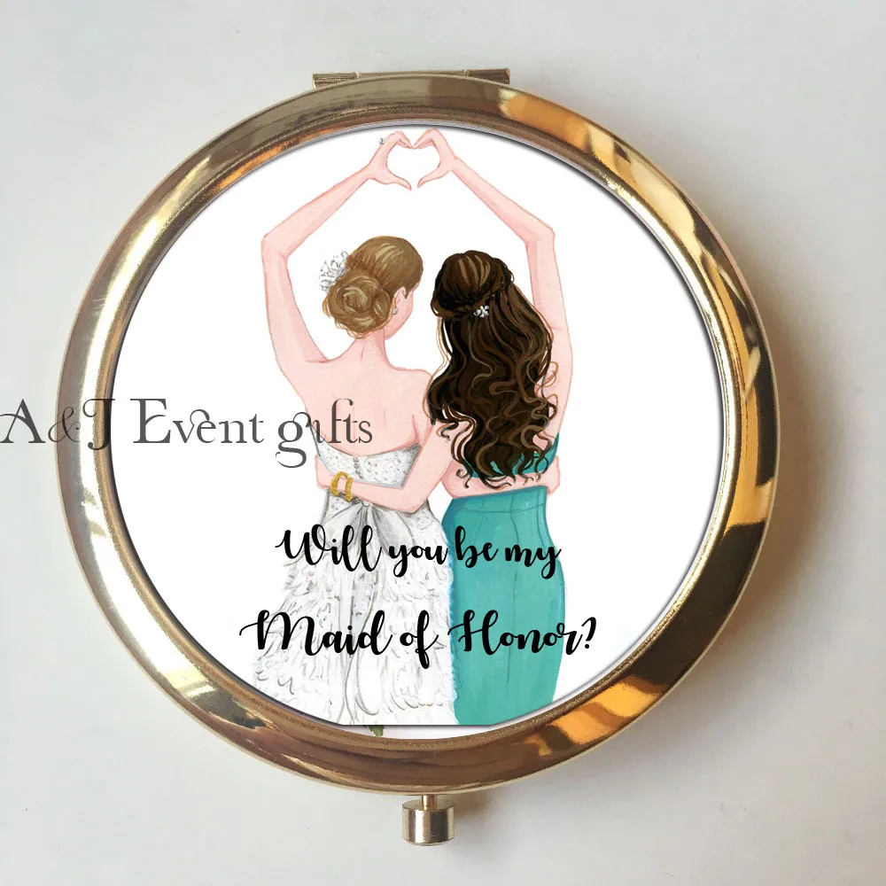 2 шт./партия компактные зеркала для подарка подруге невесты|Сувениры вечеринок| |
