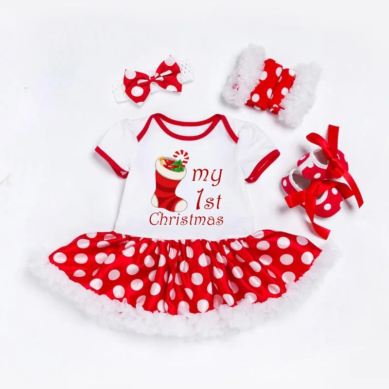 Комплект одежды для новорожденных с надписью My First Christmas хлопковое Сетчатое