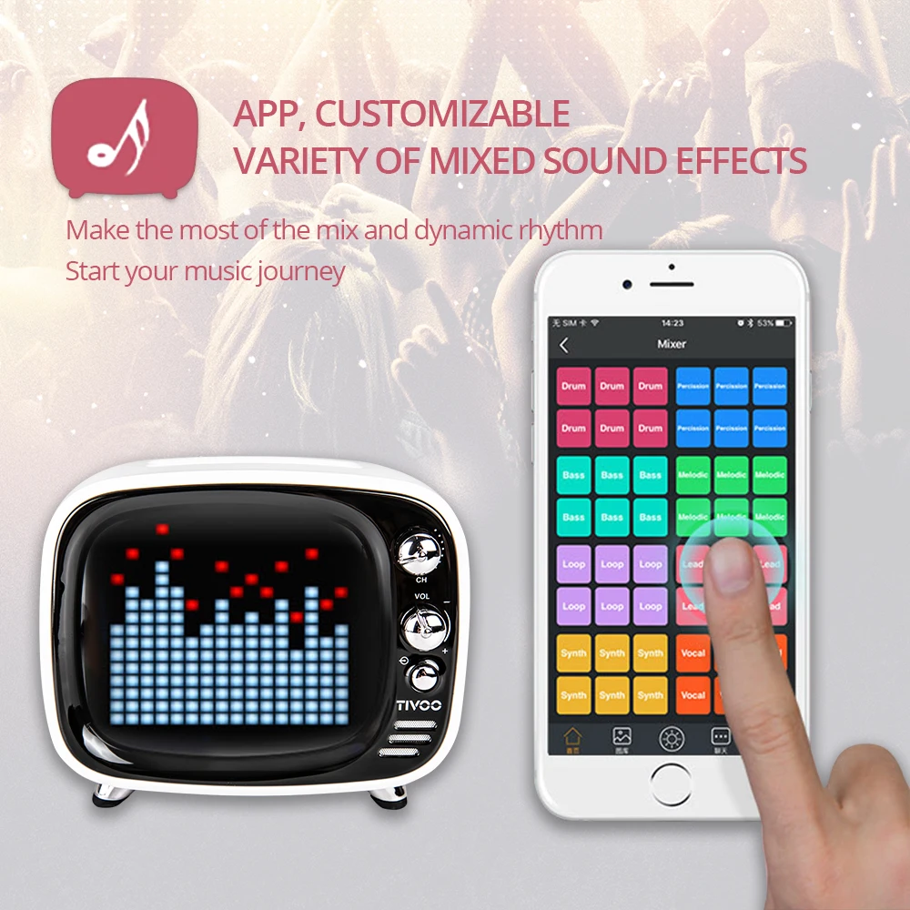 Divoom Pixel Tivoo Art беспроводной Bluetooth 5 0 портативный динамик LED часы Смарт будильник с