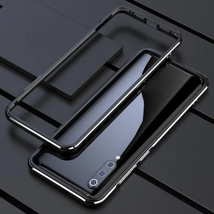 Роскошный брендовый Алюминиевый металлический бампер для Xiaomi Mi 9, металлический капа, чехол, Форма колонки, рамка для Xiaomi Mi 9, чехол - Цвет: black and silver