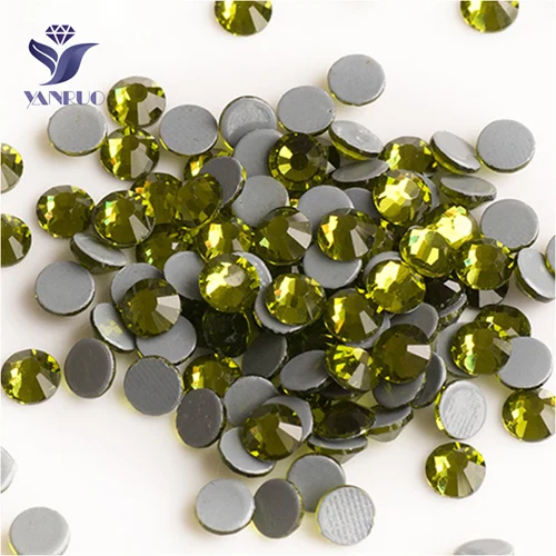 Olivine YANRUO 2058 Стразы для горячей фиксации Стразы для рукоделия с плоской задней поверхностью для рукоделия стеклянные камни для горячей фиксации Стразы для одежды - Цвет: Olivine
