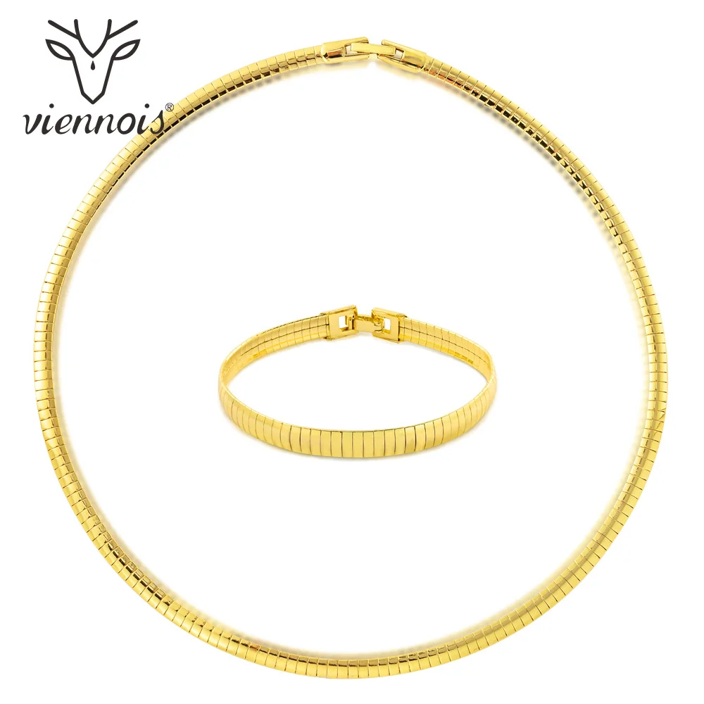 Viennois Роскошный Металлический набор украшений для женщин золотого цвета браслет
