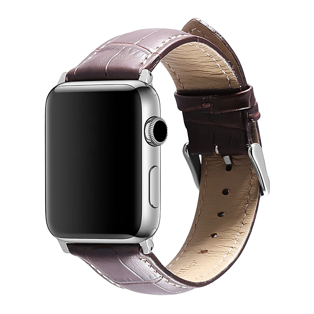 IStrap аллигатора зерна кожаный ремешок умные часы группы Замена для iWatch для Apple Watch ремень 38 мм 42 мм