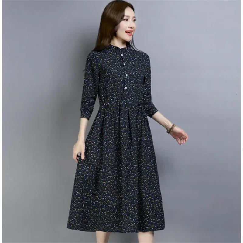 Новинка 2019 женские платья весенне-осенне-зимнее винтажное Повседневное платье с
