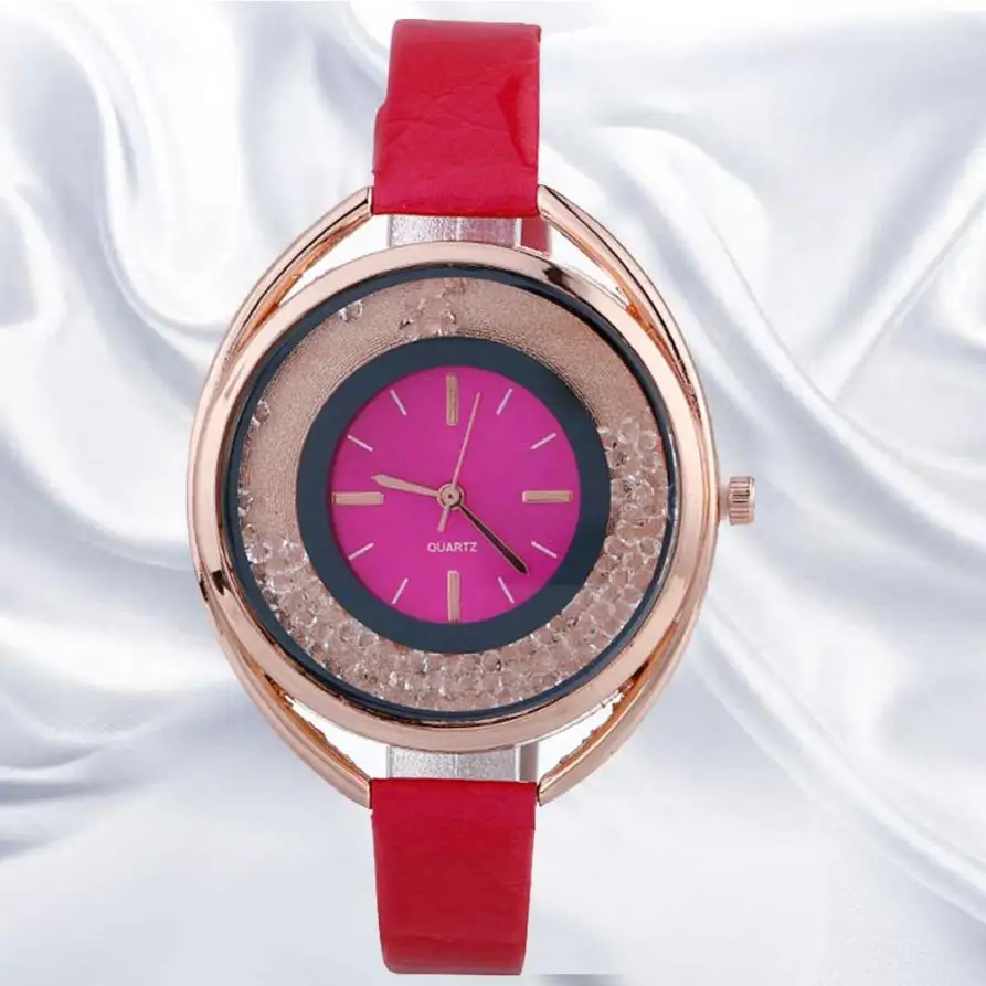 Женские часы 2017 модные кварцевые женские роскошные из натуральной кожи ремешок