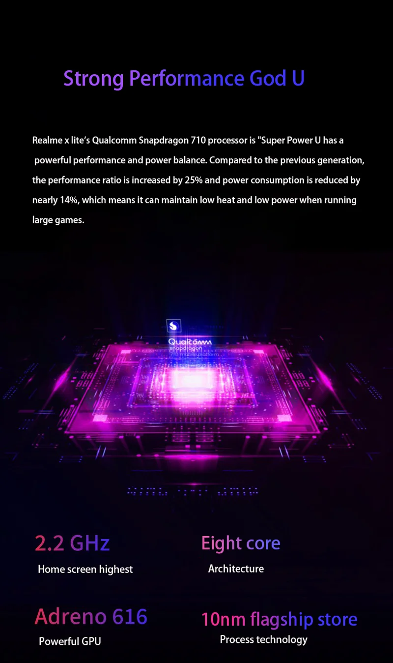 Мобильный телефон Oppo Realme X Lite, 4G LTE, Snapdragon 710, Android 9,0, 6,3 дюймов, 2340X1080, 8 Гб ram, 128 ГБ rom, МП, отпечаток пальца