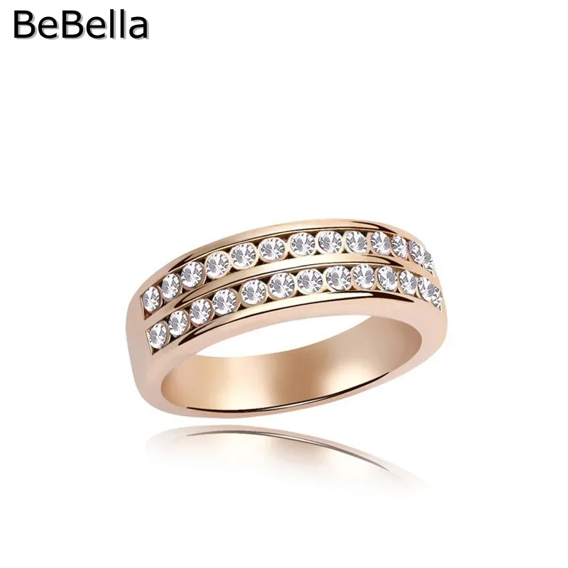 Женское позолоченное кольцо BeBella Двухслойное с чешскими кристаллами для девочек