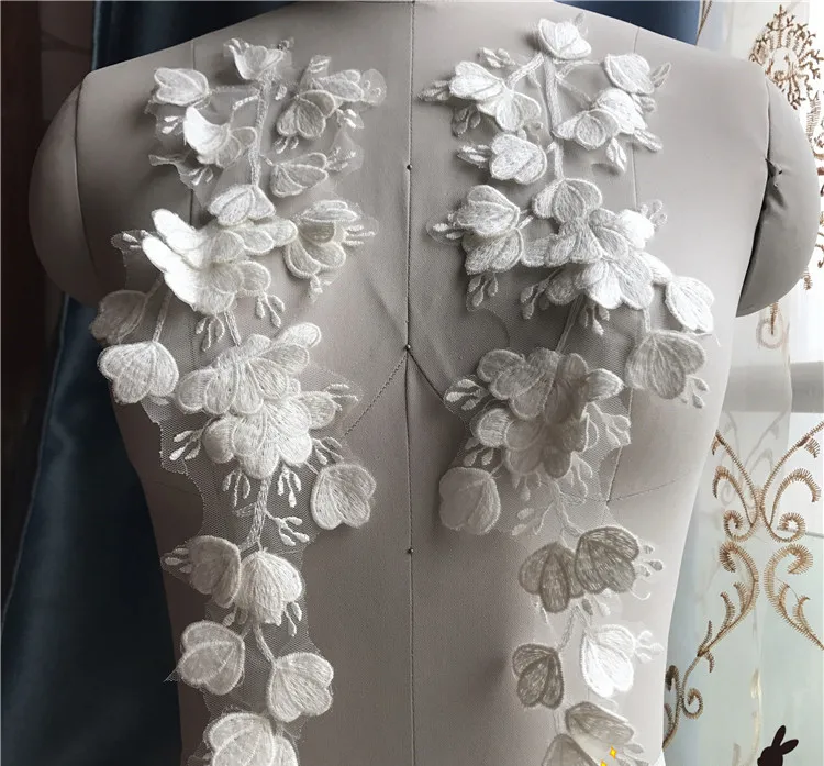 2pairs manual flower embroidery patch applique for Bridal wedding dress sewing fabric accessories clothing decoration | Дом и сад