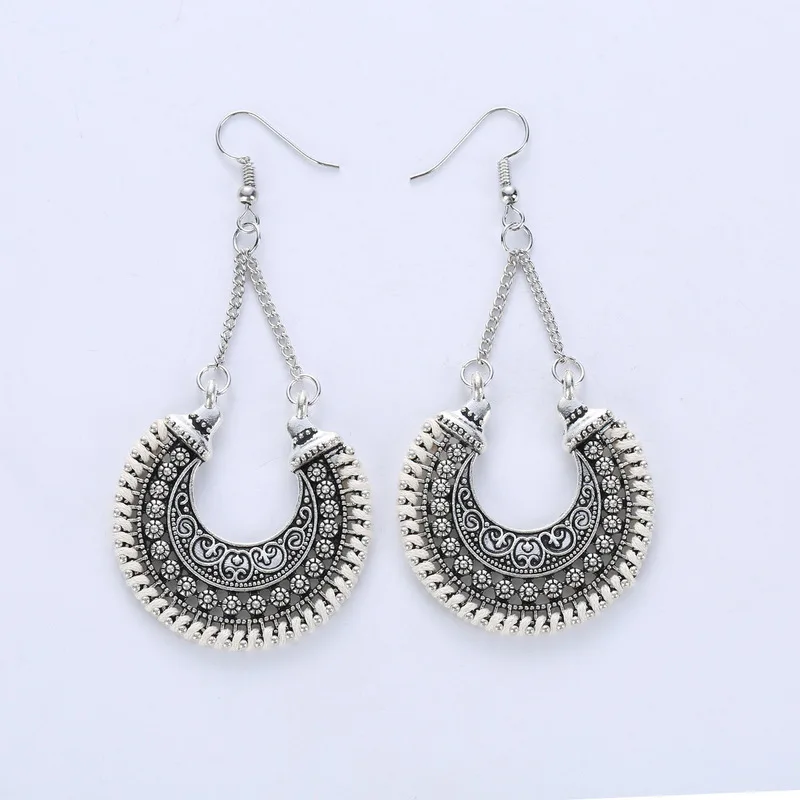Simple Silver Color Retro Alloy U-shaped Hollow Carved Earrings For Women Fashion Vintage Lady Brinco Jewelry Ornament | Украшения и