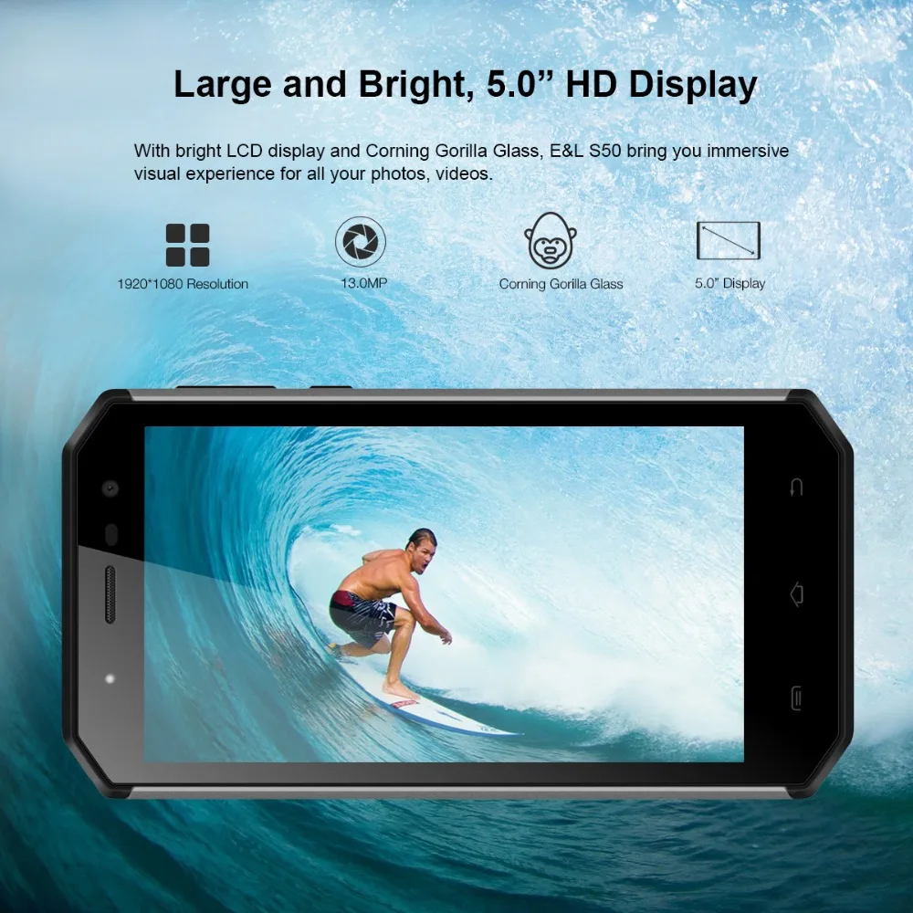 Водонепроницаемый открыл мобильный телефон 4G LTE смартфон 5 0 "HD Оригинал EL S50