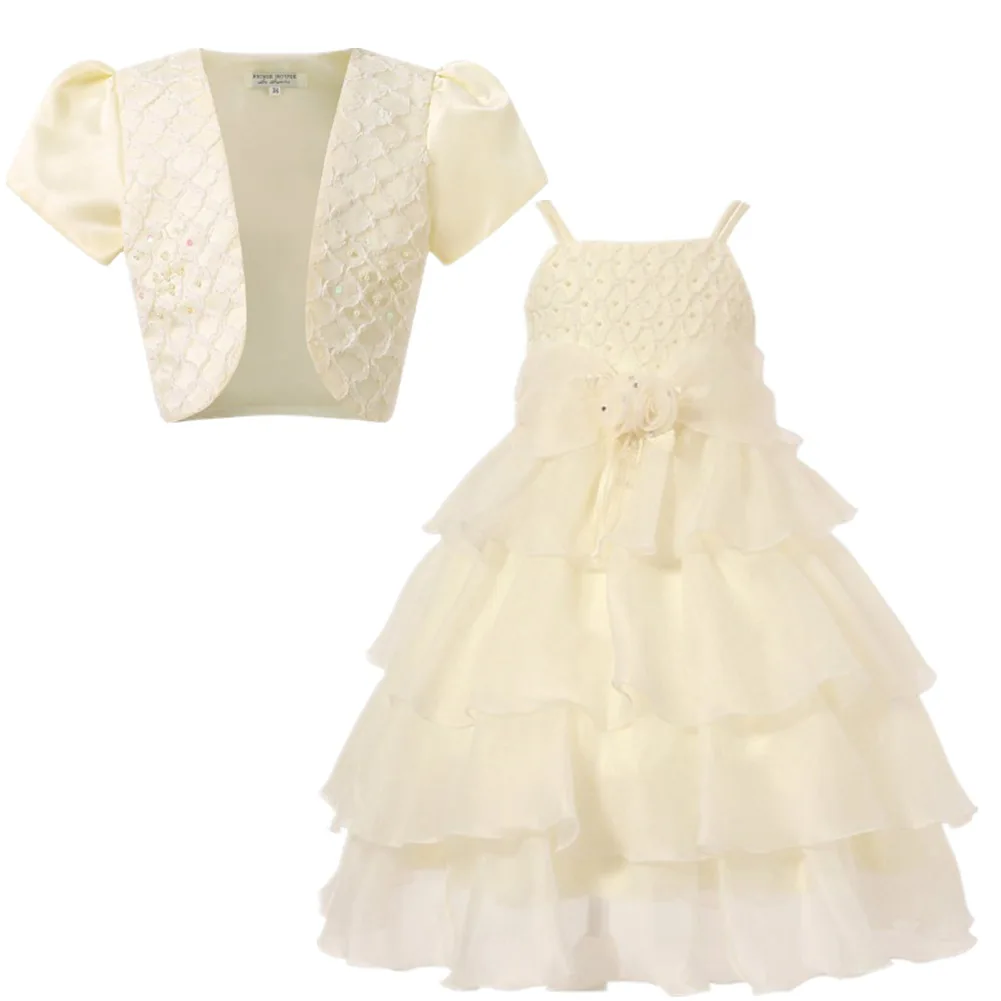 Ликвидация! Вечерние платья для девочек с болеро многослойное бальное платье из