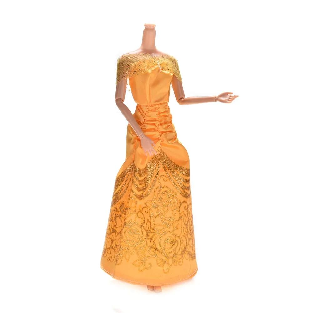 1 шт. желтое свадебное платье для кукол принцессы Белль с цветочным принтом